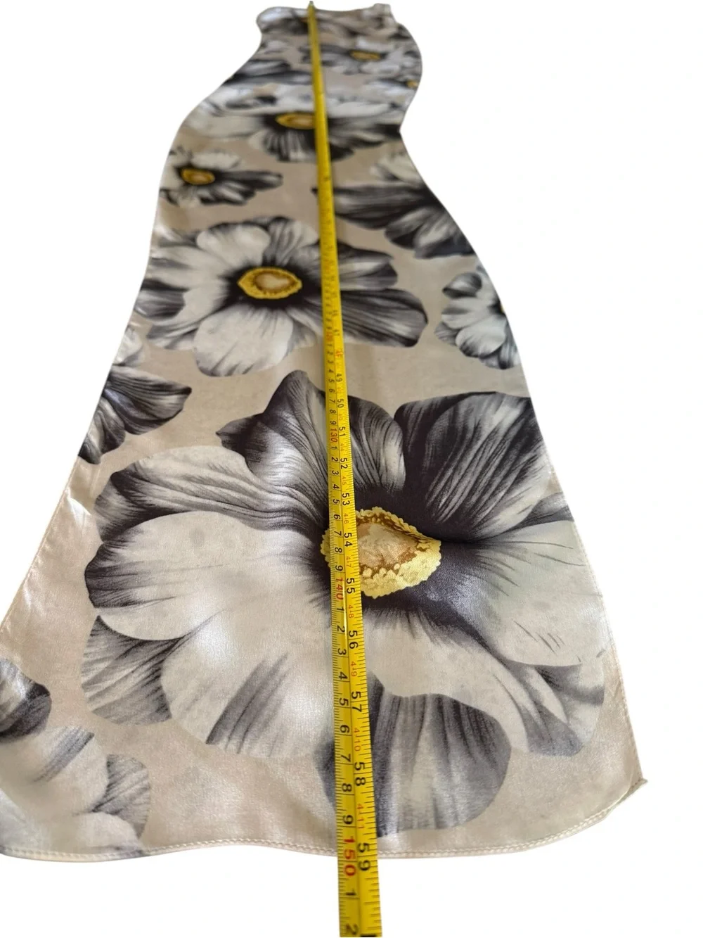 Echo Women’s Floral Satin Oblong Scarf Beige Gray Black Yellow 10 x 59